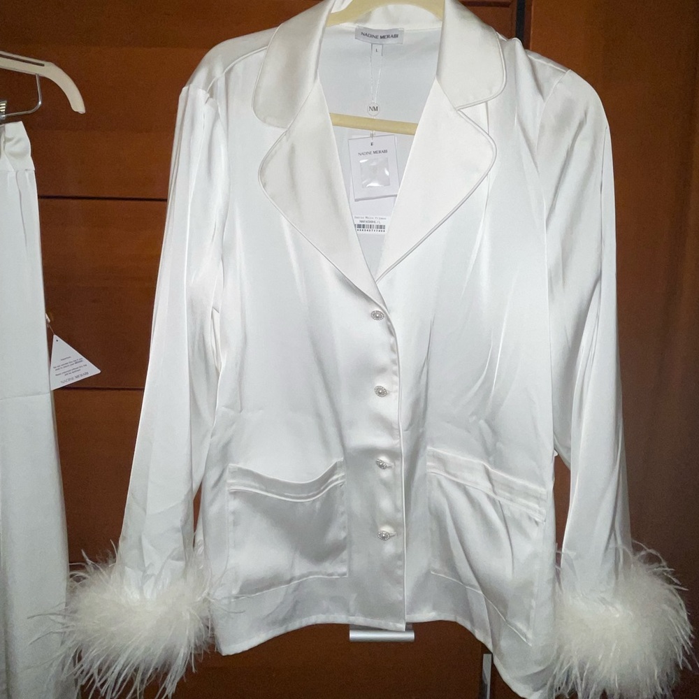 Selling never before worn Nadine Merabi DARCIE WHITE PAJAMAS. All tags still on.